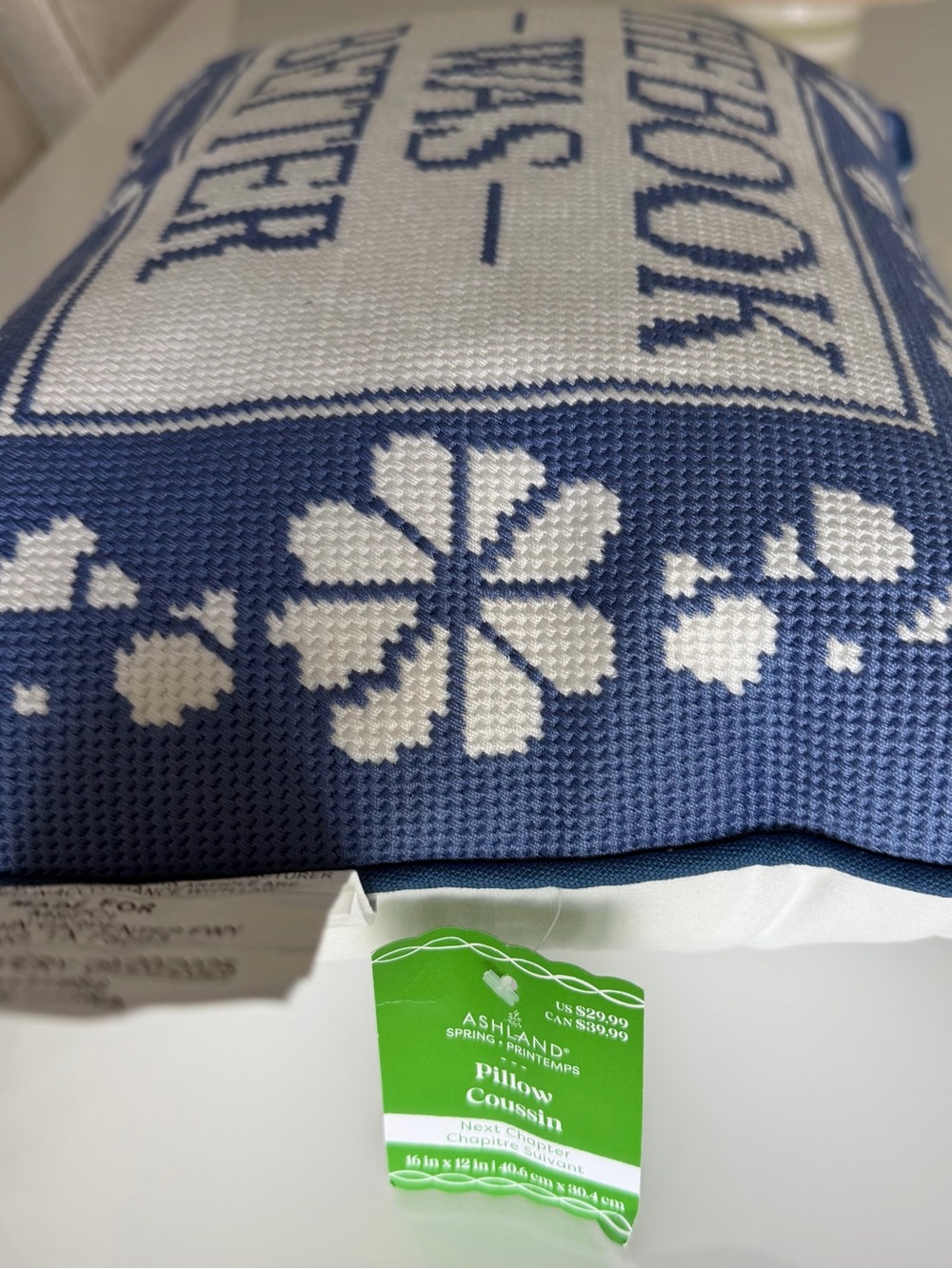 NWT Needlepoint “Book was Better” pillow 16x12 - Picture 2 of 4